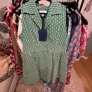 Tuckernuck Green and White Patterned Dress